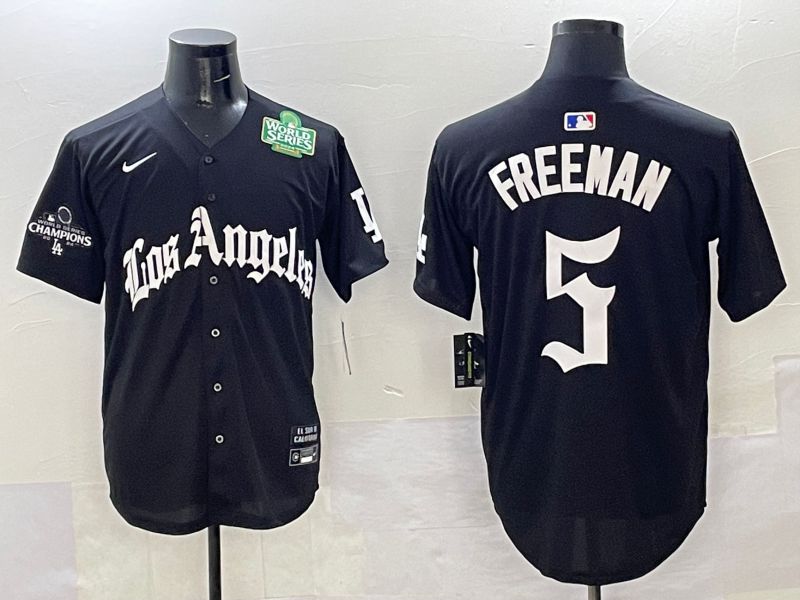Men Los Angeles Dodgers #5 Freeman Black Five generations Joint Name 2025 Nike MLB Jersey style 39